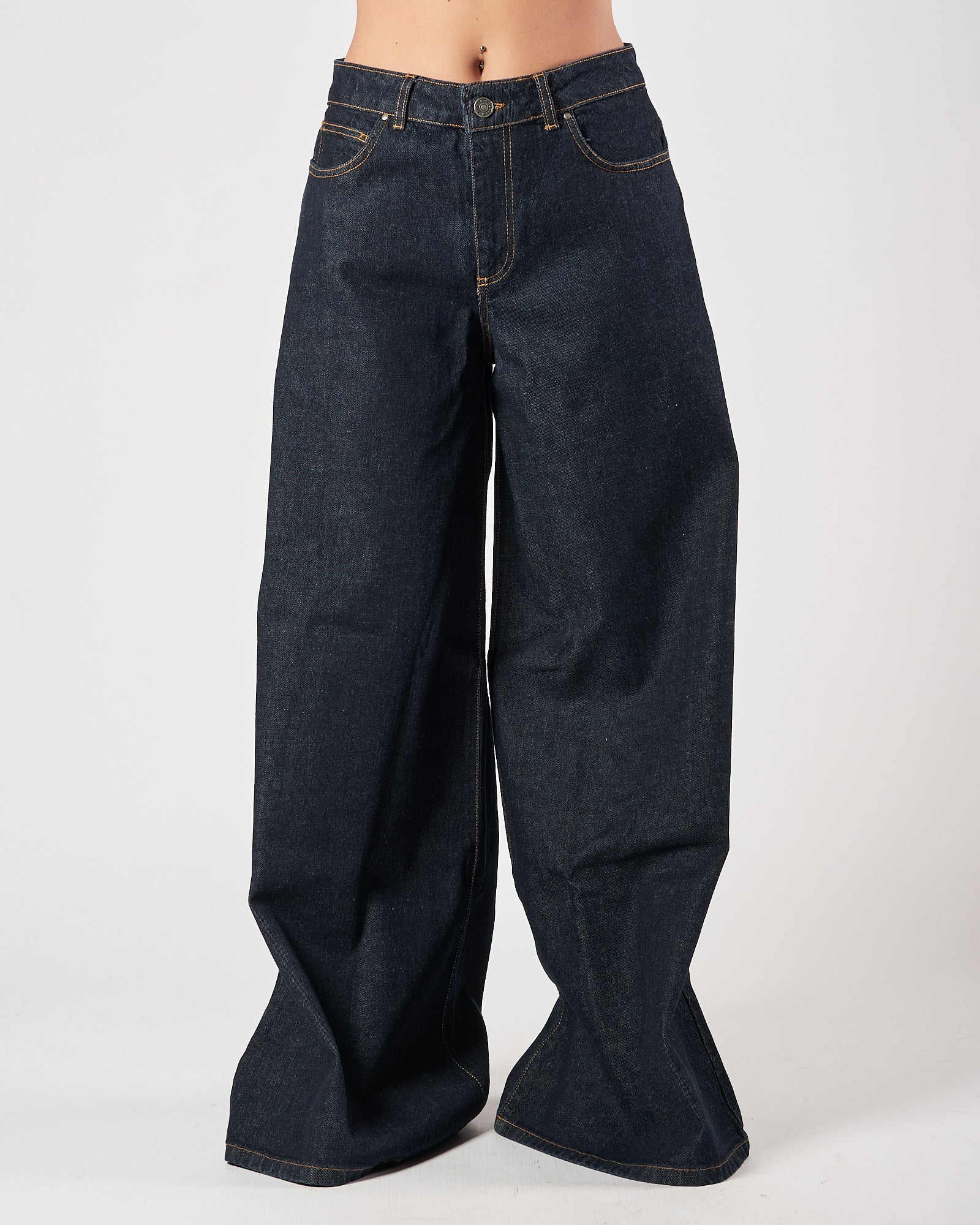 Jeans God Save Denim largo blu scuro