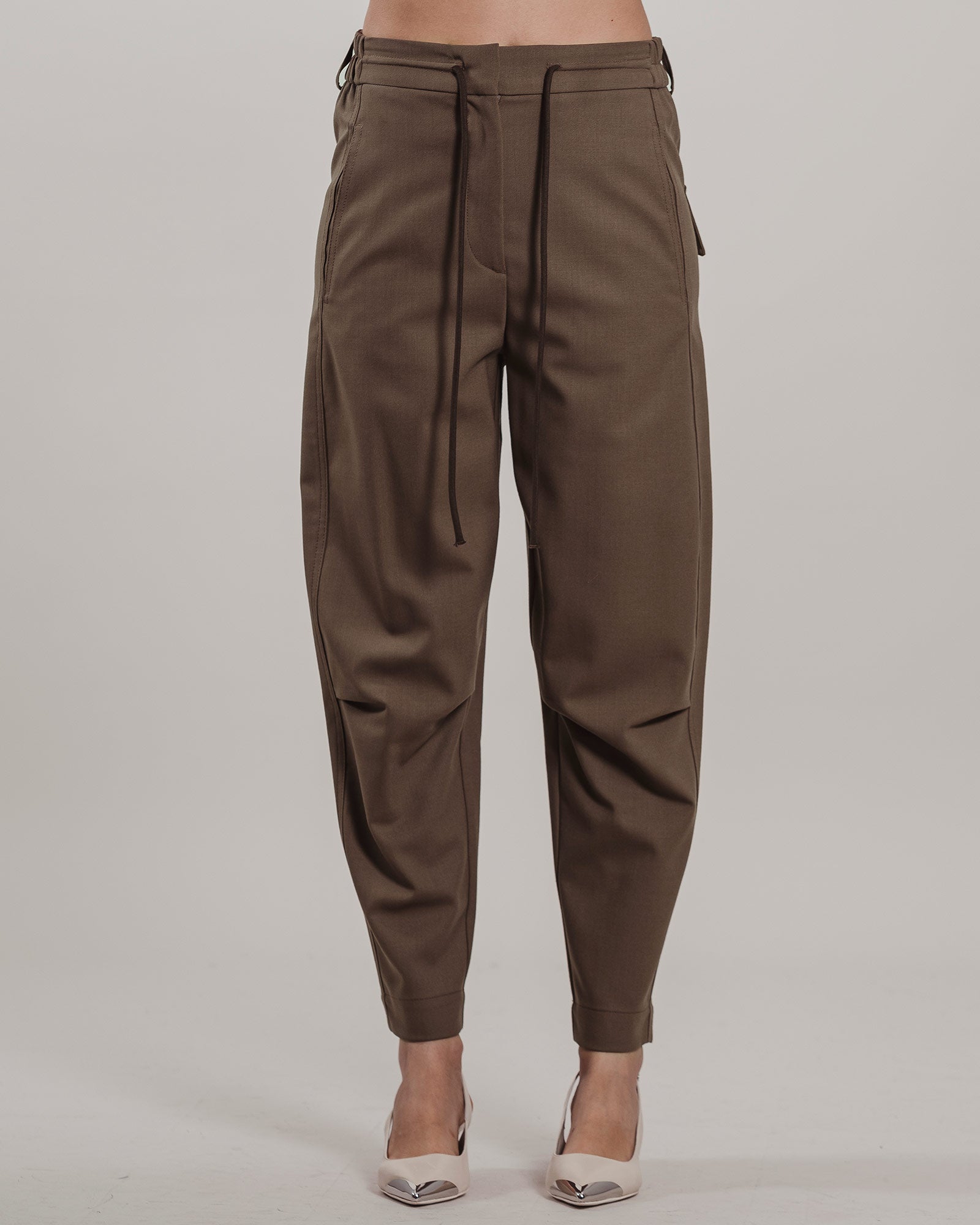 Pantalone Tela con elastico in vita taupe