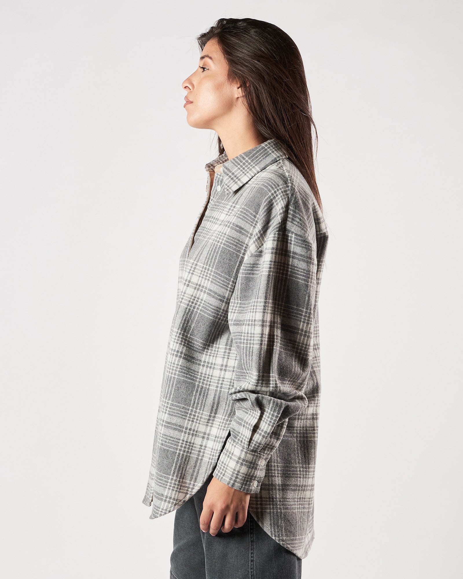 Camicia Eleh over fantasia quadri felpa