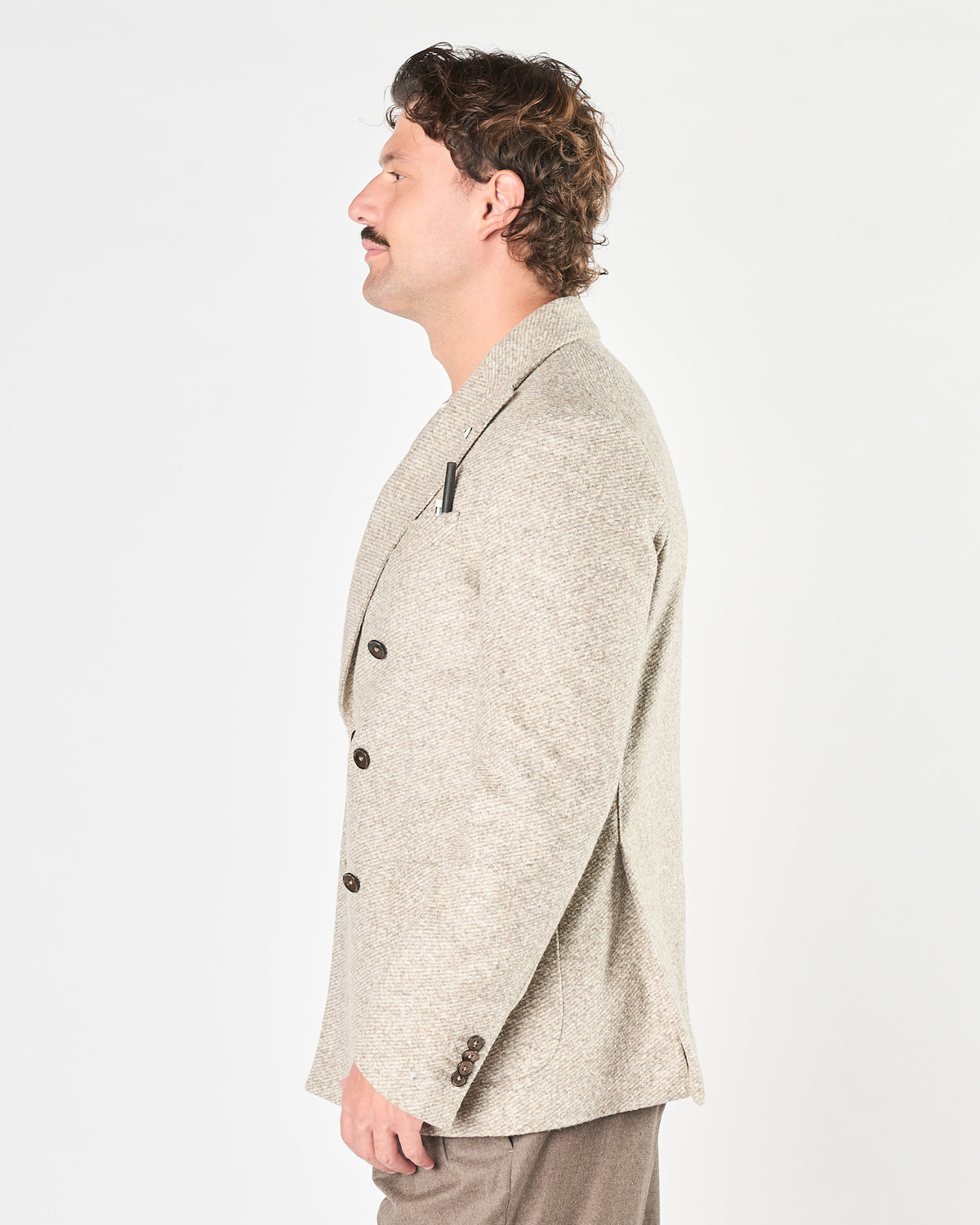 Giacca Lbm1911 doppio petto grigio melange beige