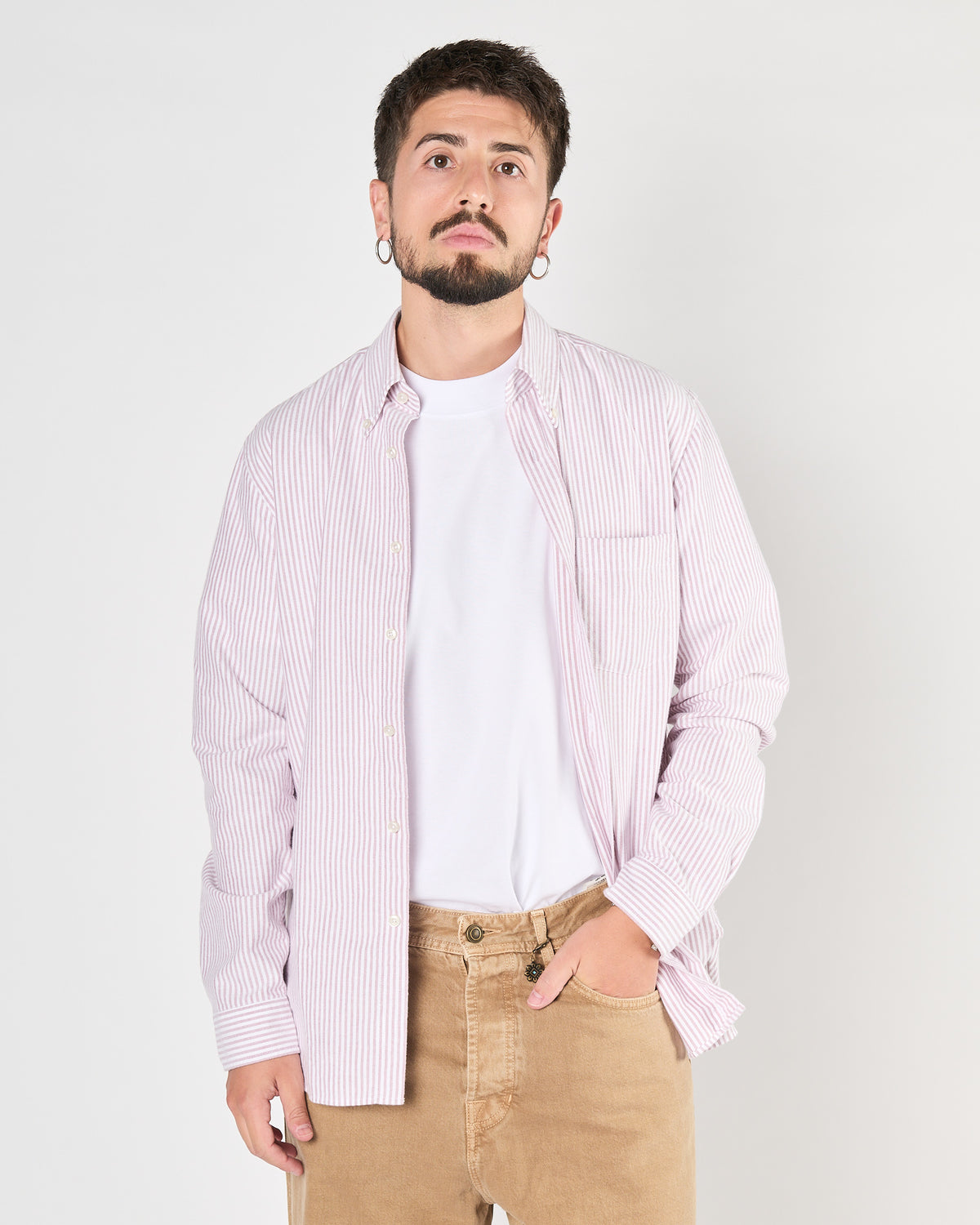 Camicia Xacus button down a righe rosa