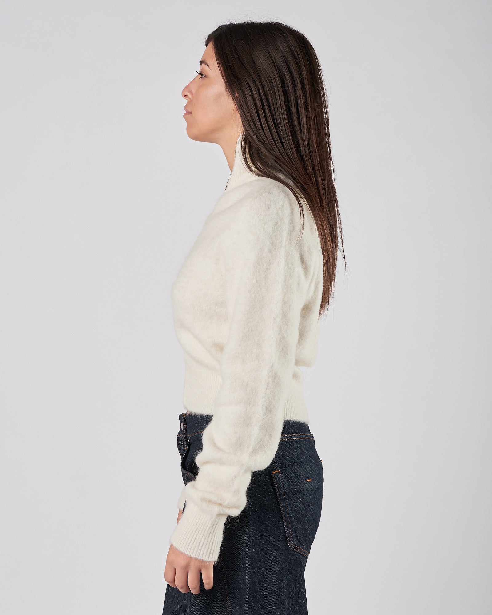 Cardigan Tela9  bomber panna