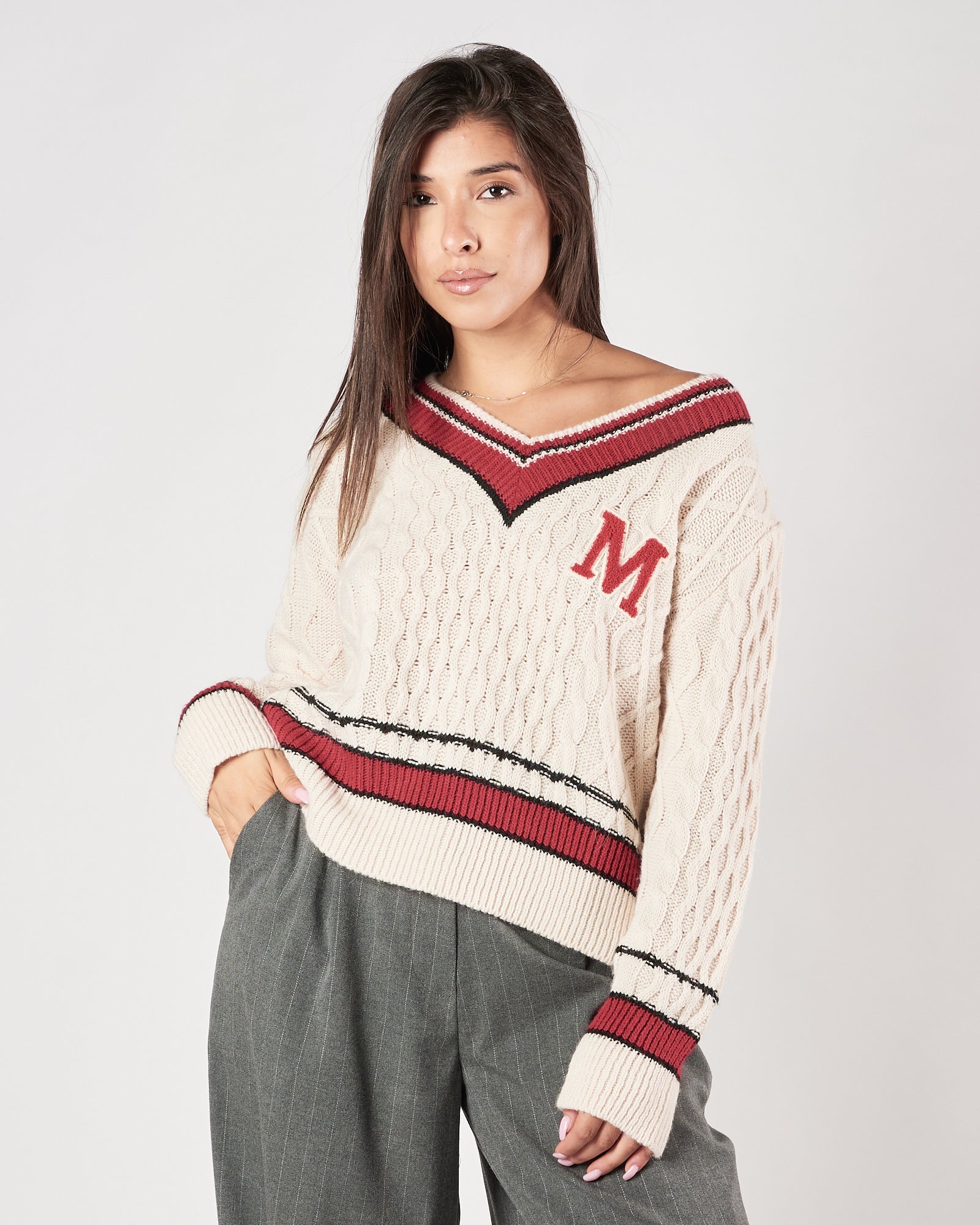 Maglia Marc Ellis scollo v panna e rossa