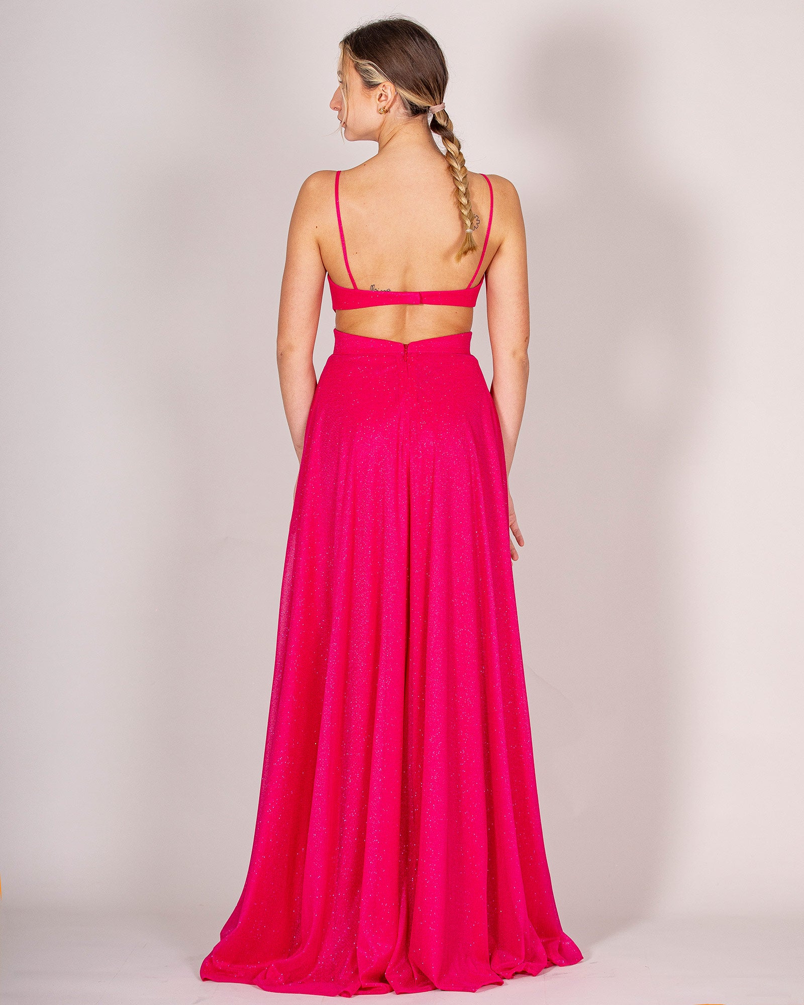 Fuchsia dress with stole