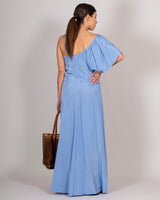 Long light blue slip dress