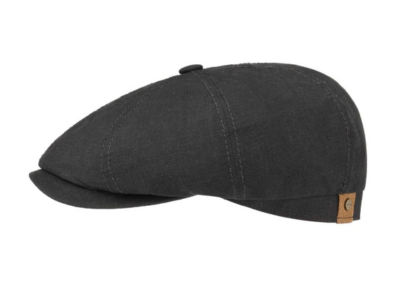 Black linen flat cap