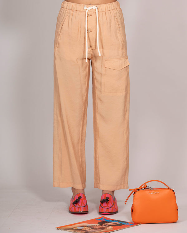 Beige trousers with drawstring waist