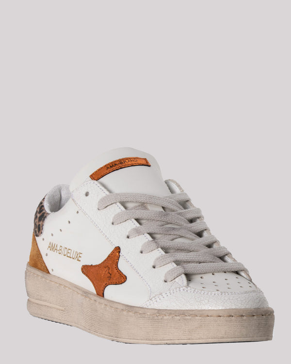 Cream and orange sneakers
