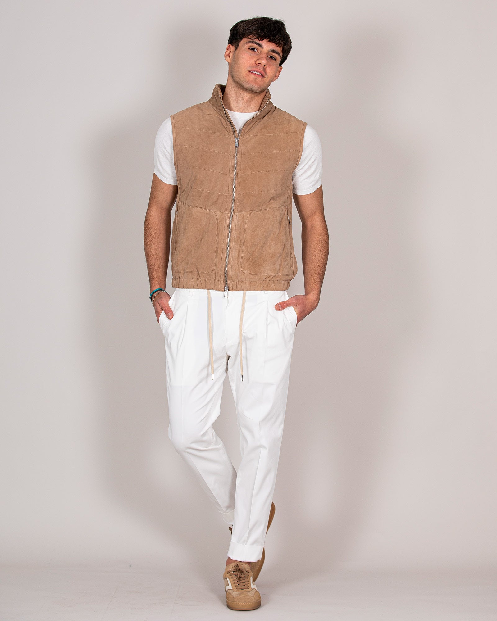 Gilet senza maniche beige