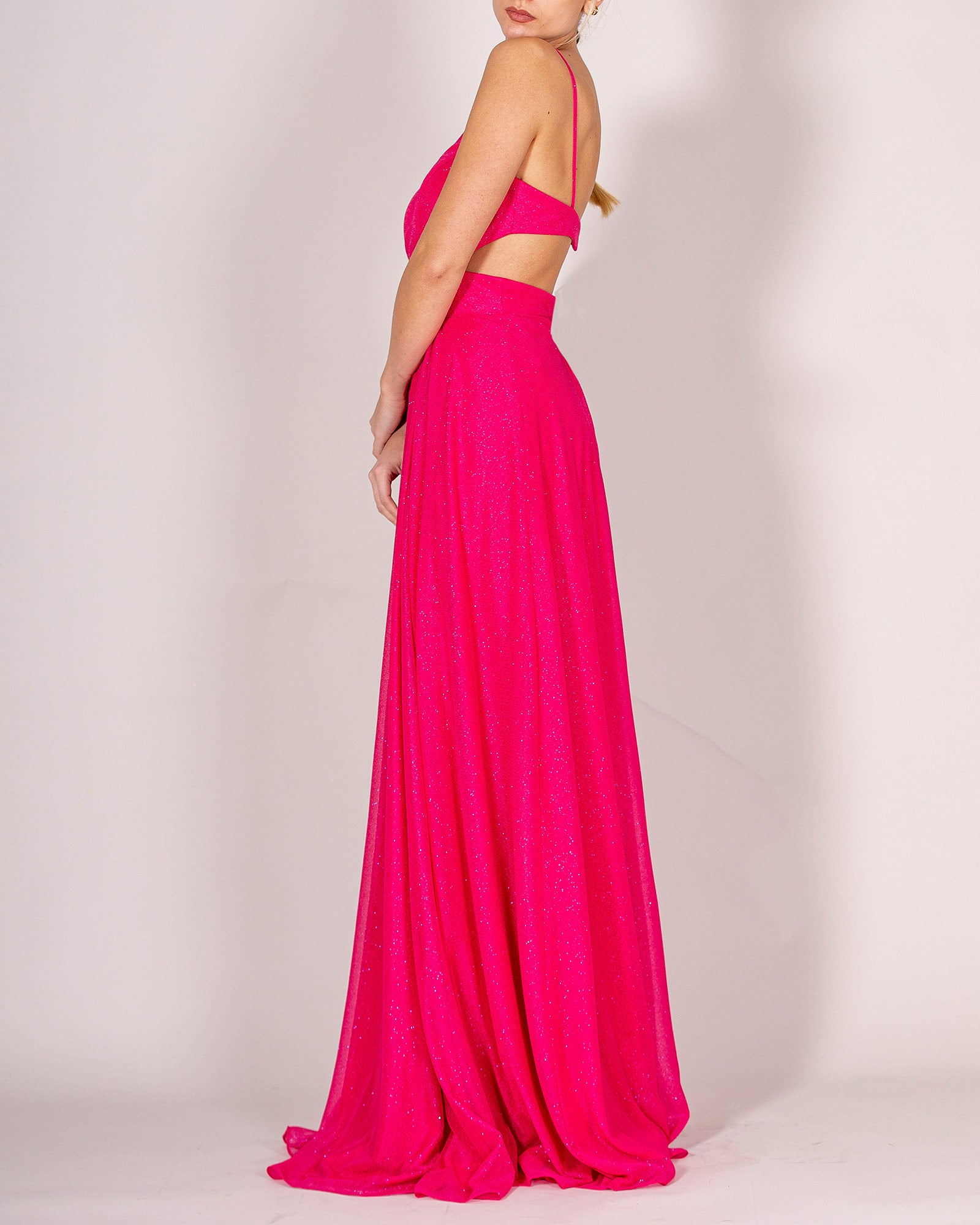 Fuchsia dress with stole