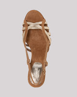 Camel and gold open sandal