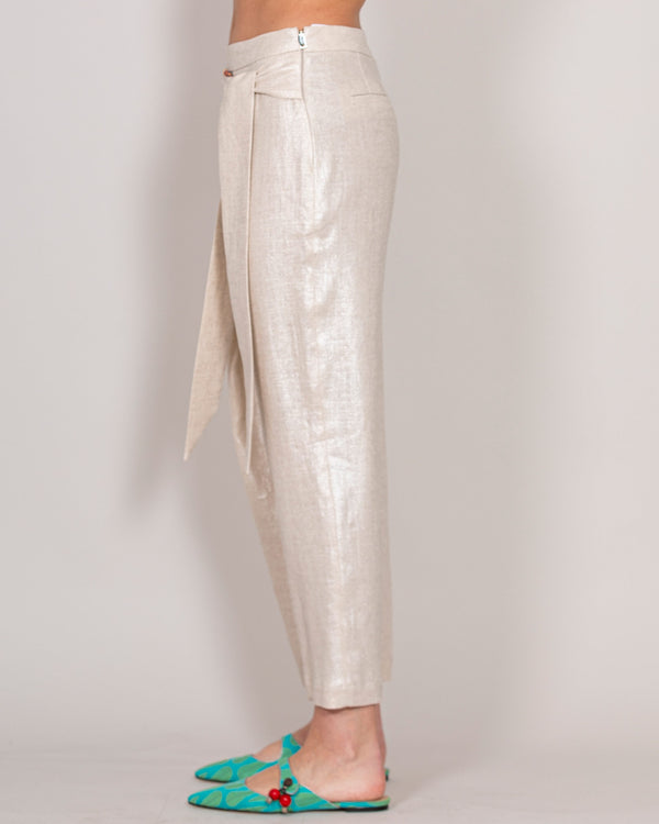 Gold laminated trousers