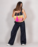 Multicolor woven handbag