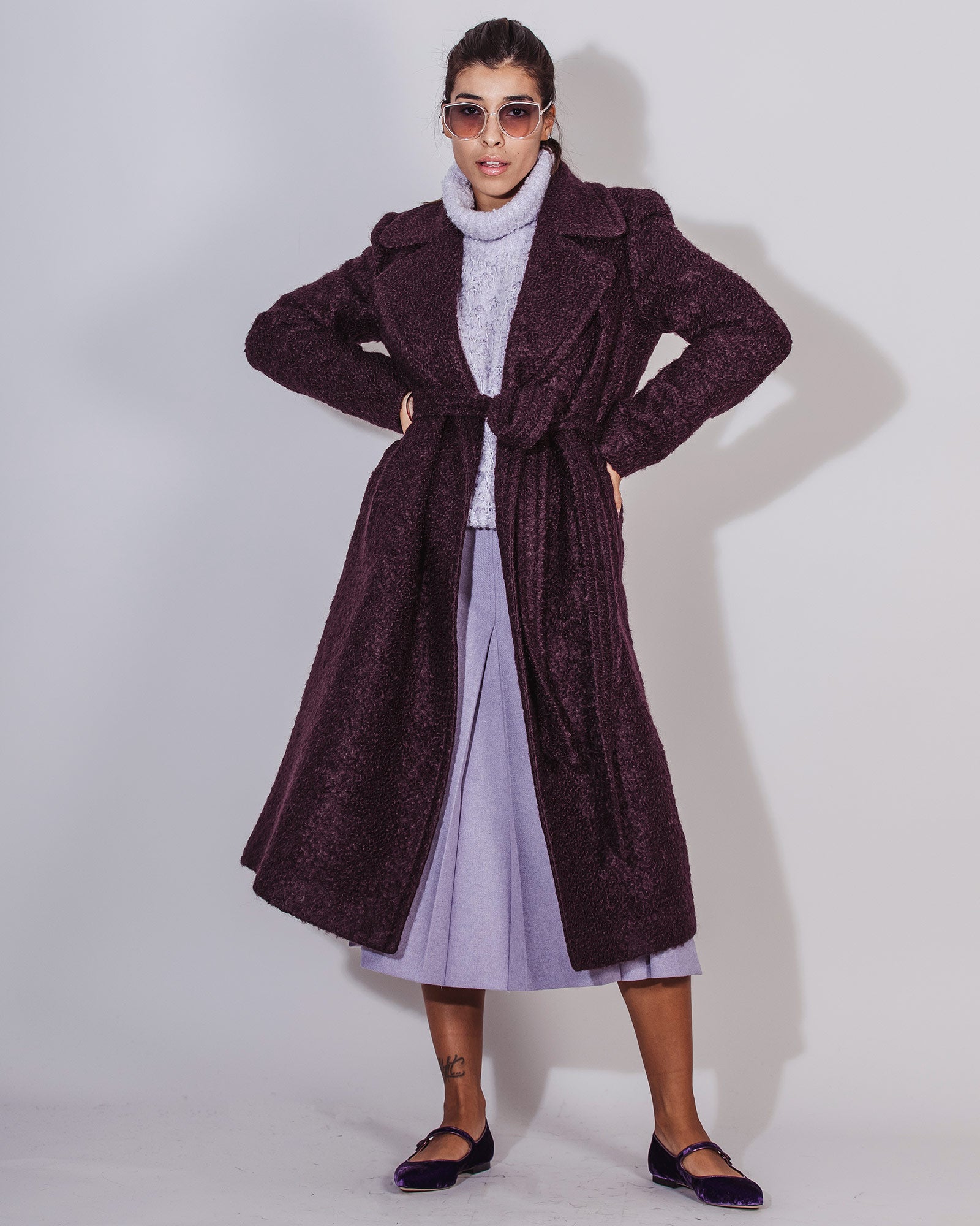 Women's plum clipper coat