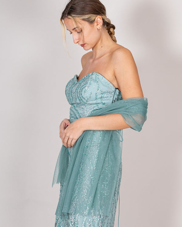 Stole in sage tulle
