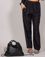 Black silk trousers