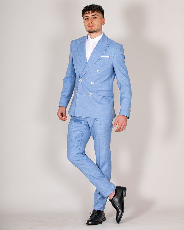 Light blue double-breasted suit