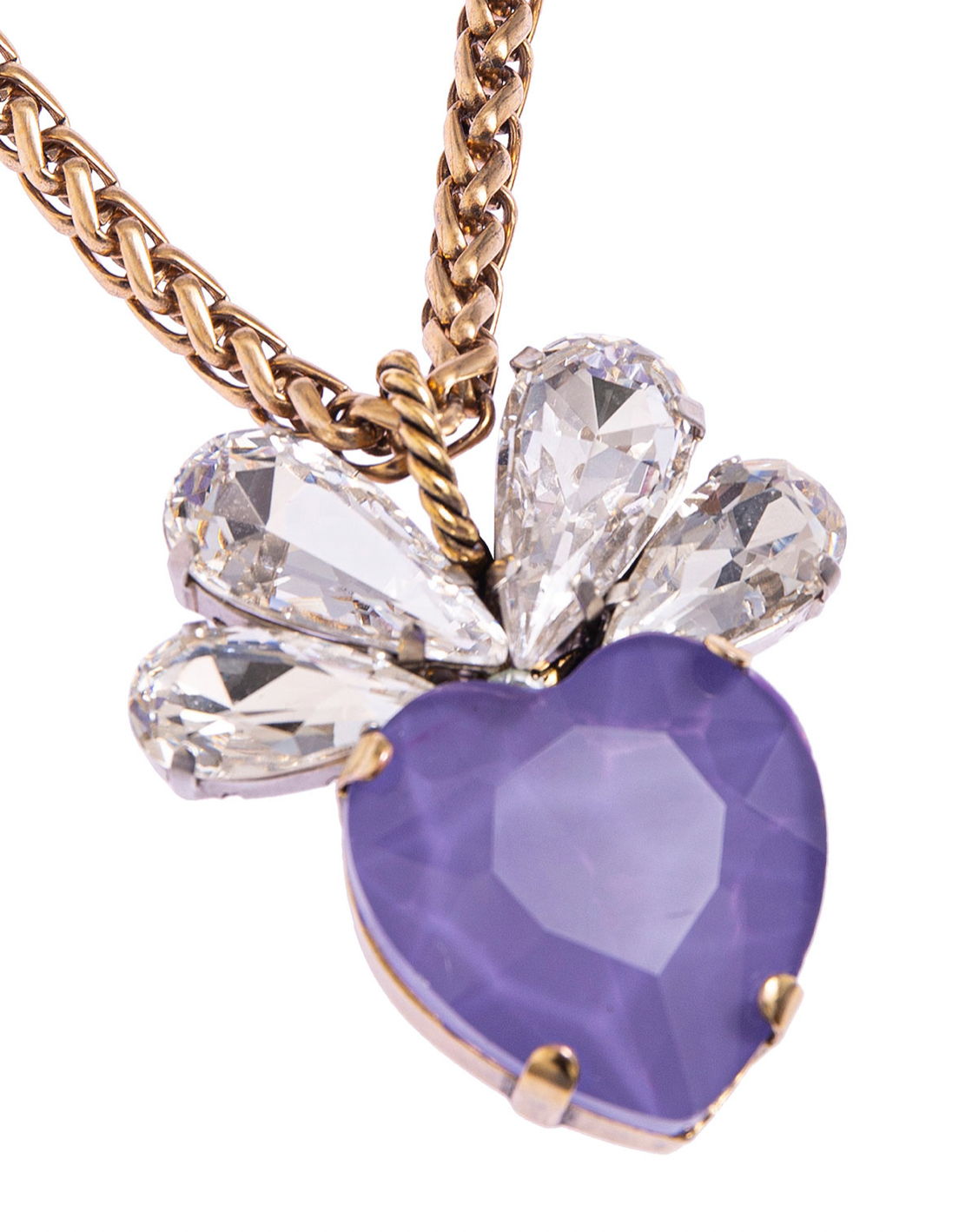 Collana C5656 viola catena con cuore dipinto