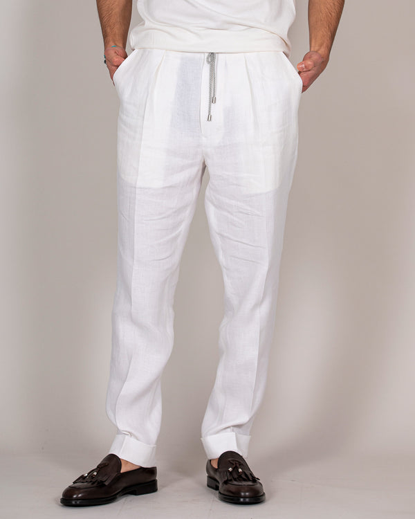 Pantalone bianco in lino