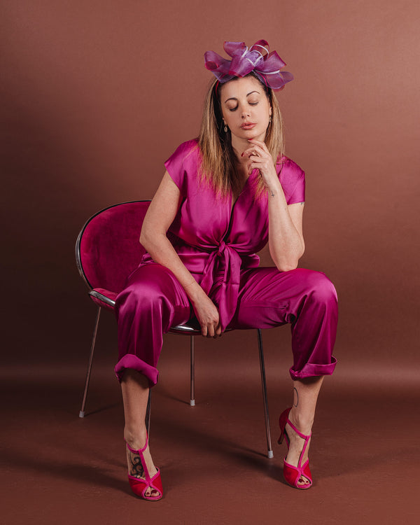 Cyclamen jumpsuit with front knot