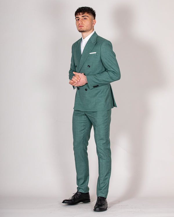 Green double-breasted suit