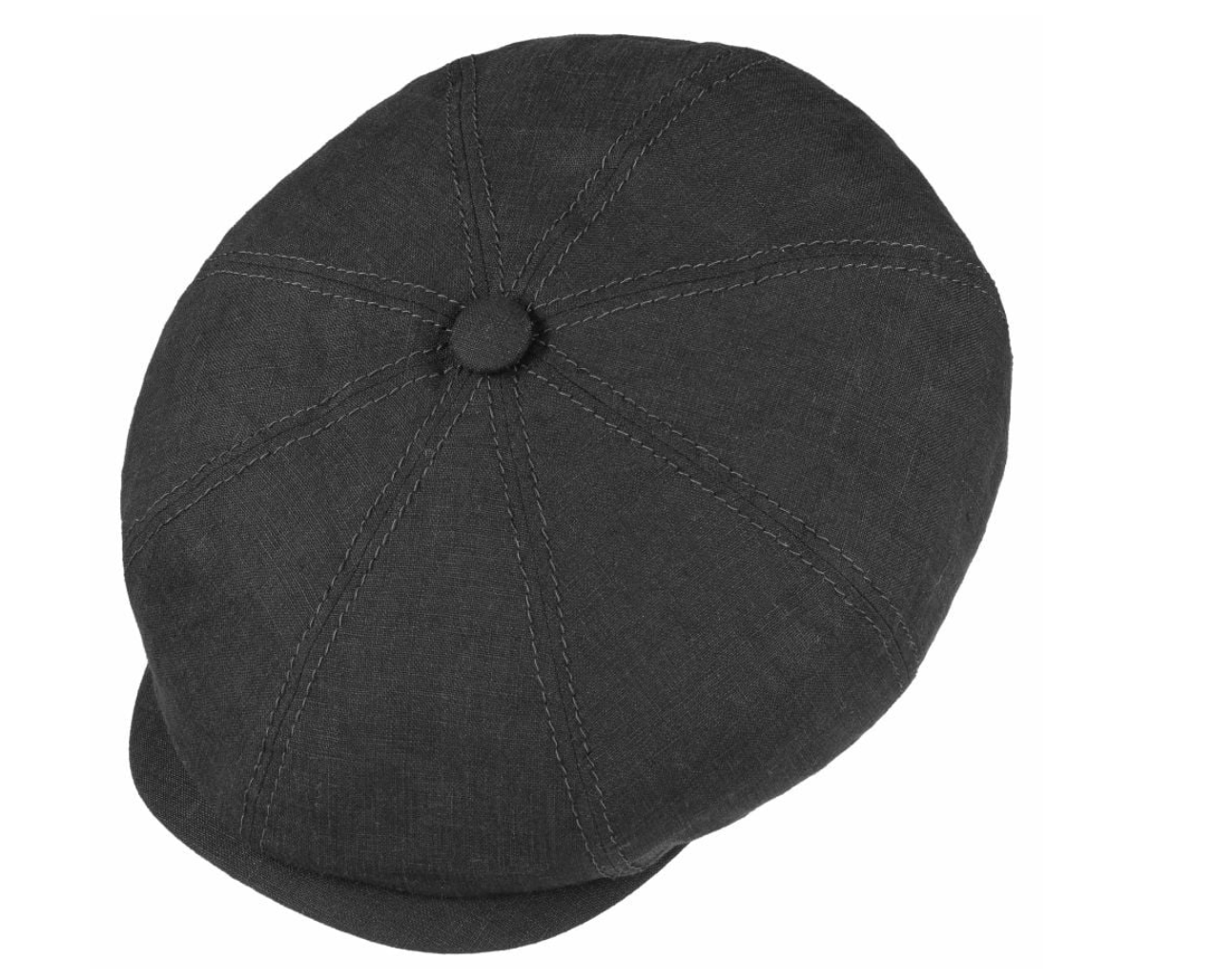 Black linen flat cap