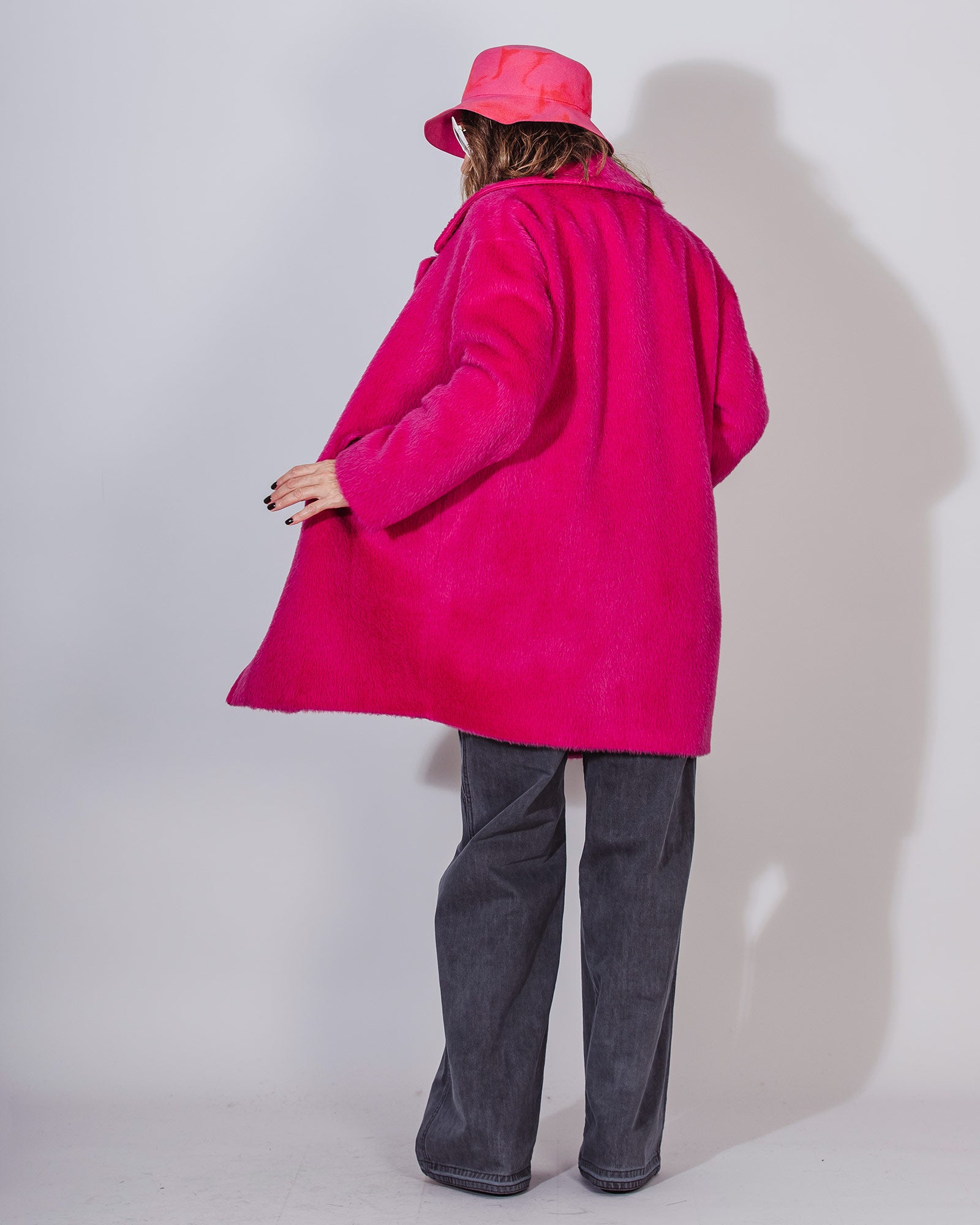 Cappotto petto e mezzo over rosa