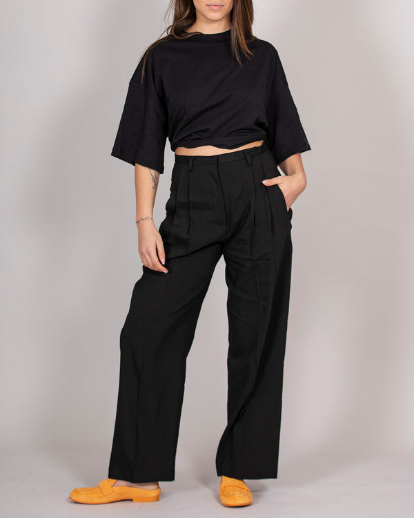 Black double pence trousers