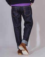 Blue five pocket jeans