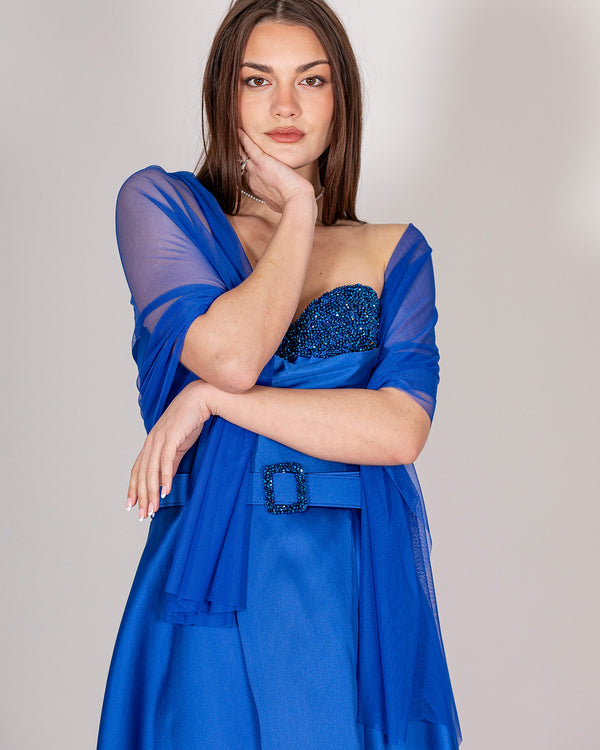 Stole in cobalt tulle