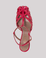 Raspberry patent leather sandal