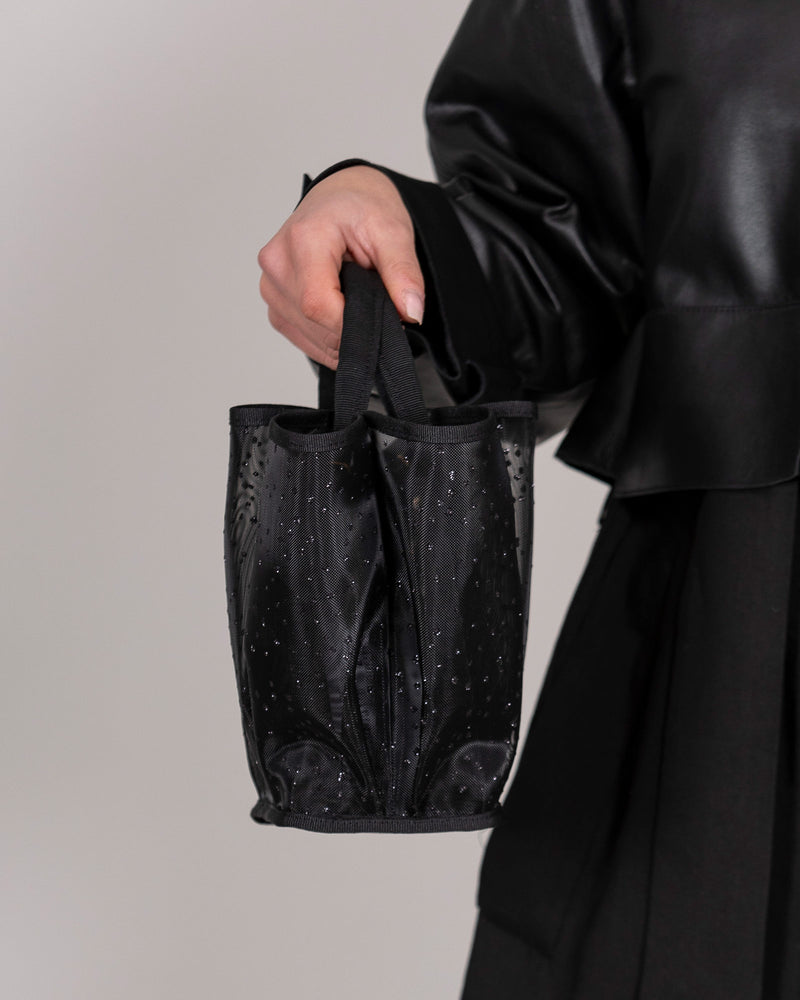 Black semi-transparent handbag