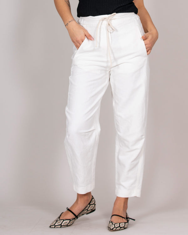 White drawstring trousers