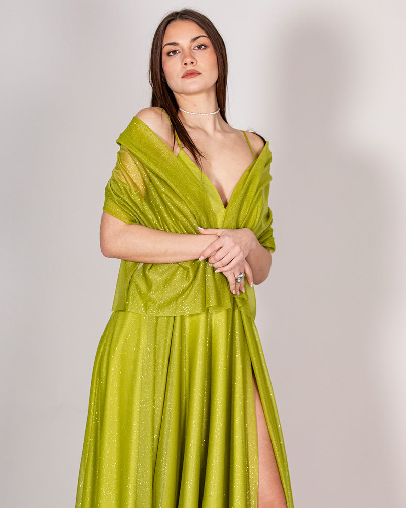 Green dress with stole
