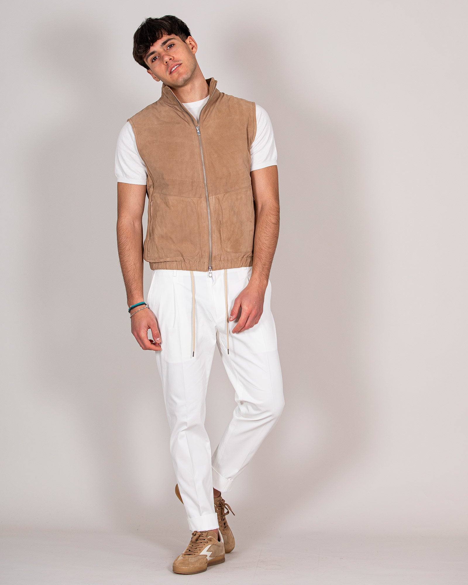 Gilet senza maniche beige