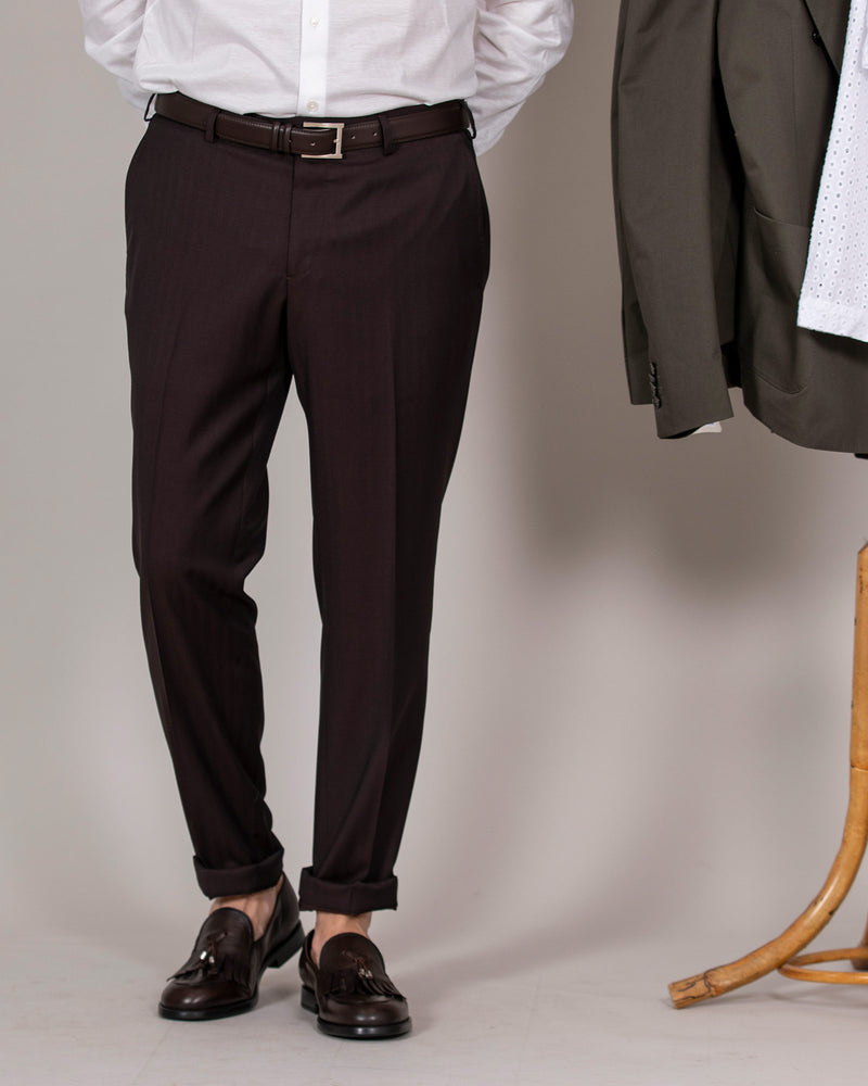 Dark brown double-breasted suit